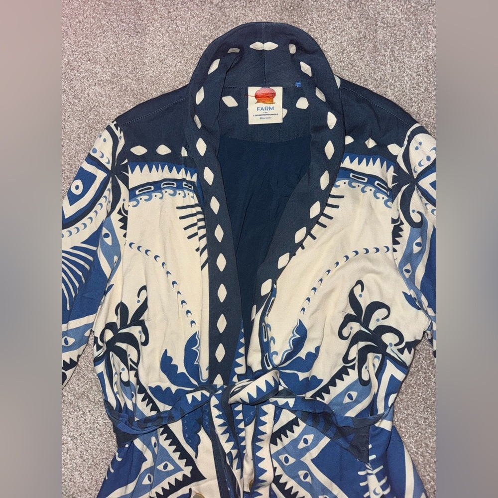FARM Rio Blue and Cream Printed Wrap Dress - Picture 4 of 6